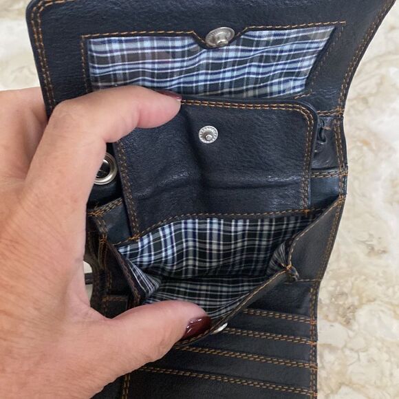 Delane Leather Compact Leather Wallet w/ Cross Body Strap - Picture 13 of 17